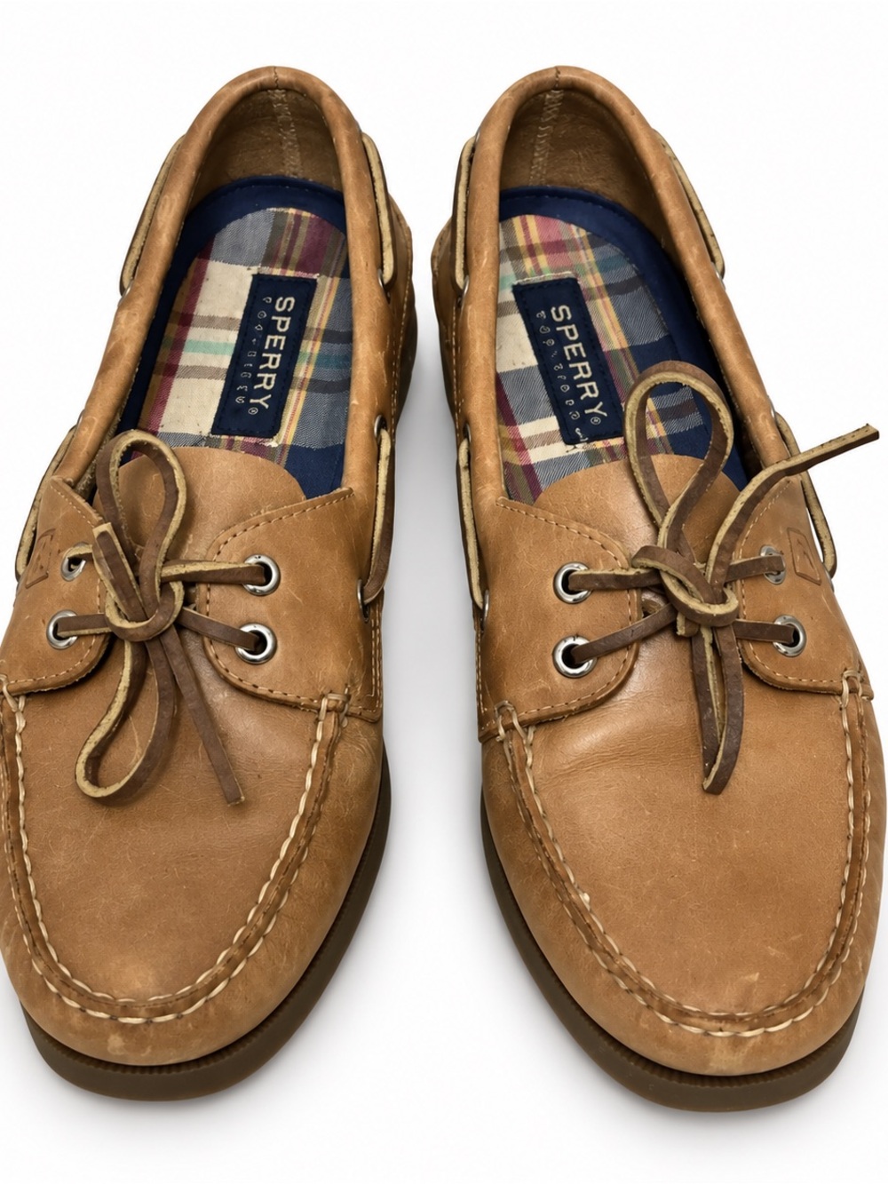 Sperry Tan Leather Moc-Toe Boat Shoes for Men